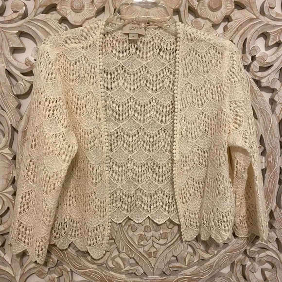 Loft Prairecore Medium Cream Lace Shrug - Picture 3 of 6